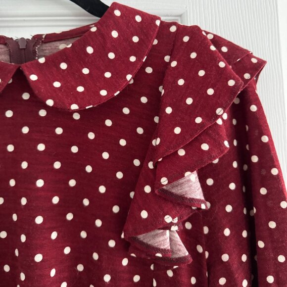 Comme des Garcons Girl Polka Dot Dress in Dark Red (Burgundy), Size Small - Picture 2 of 6